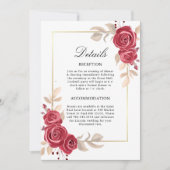 Carte de boîtier Mariage à cadre or rouge Floral (Devant)