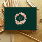 Carte de boîtier Mariage à fleurs émeraude Apricot