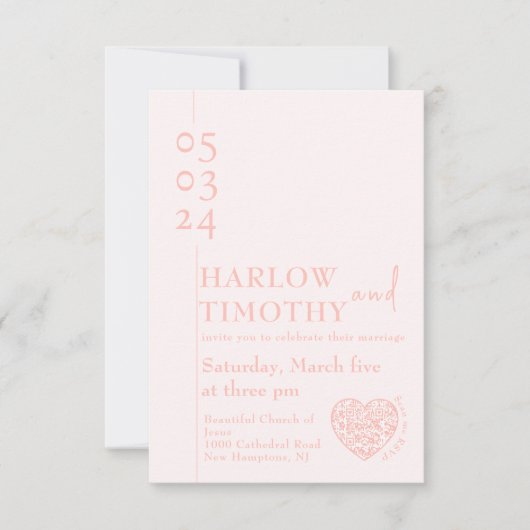 Carte de boîtier mariage avec code QR en forme de (Devant)