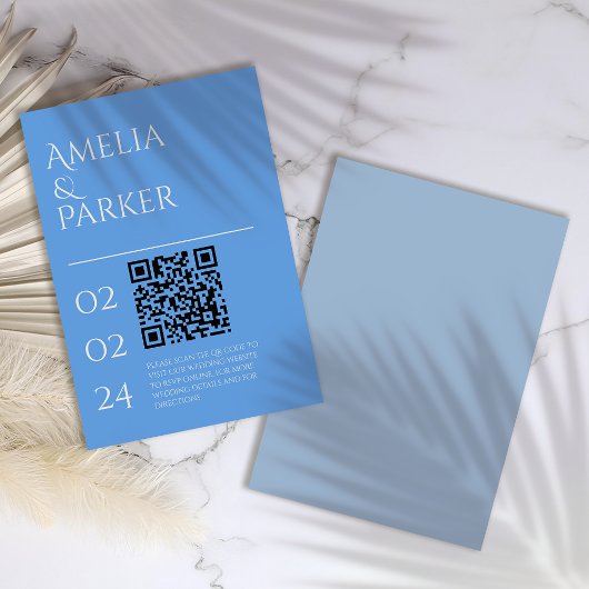 Carte de boîtier Mariage bleu minimaliste