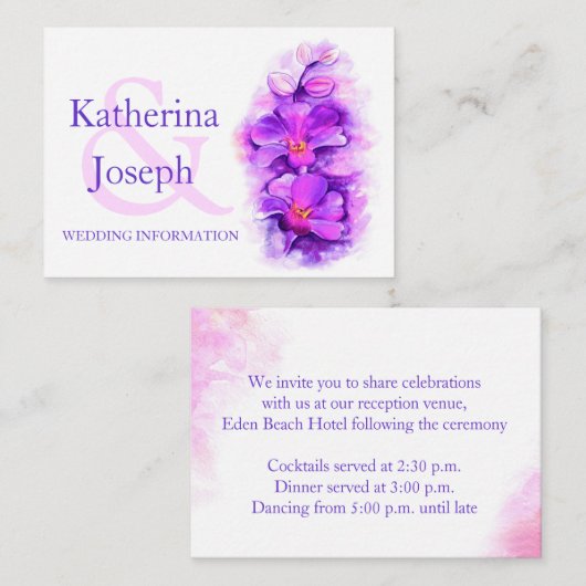 Carte de boîtier mariage d'info violet orchidée (Devant / Derrière)