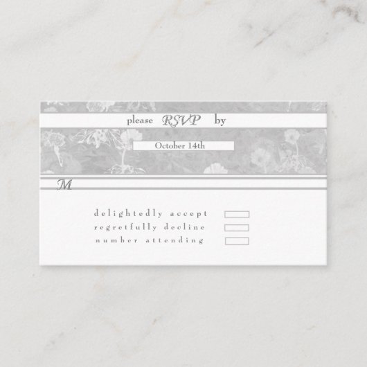 Carte de boîtier Mariage floral argenté RSVP (Devant)