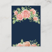 Carte de boîtier Mariage floral bleu bleu marine (Dos)