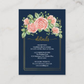 Carte de boîtier Mariage floral bleu bleu marine (Devant)