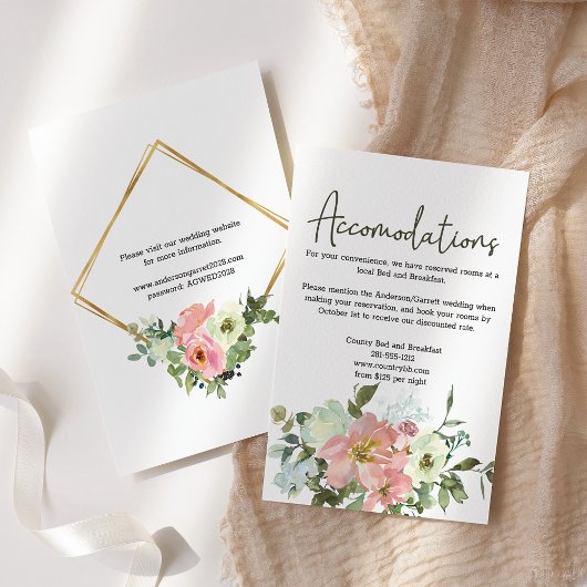 Carte de boîtier Mariage floral Eggshell et Blush
