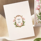Carte de boîtier Mariage floral rose et or