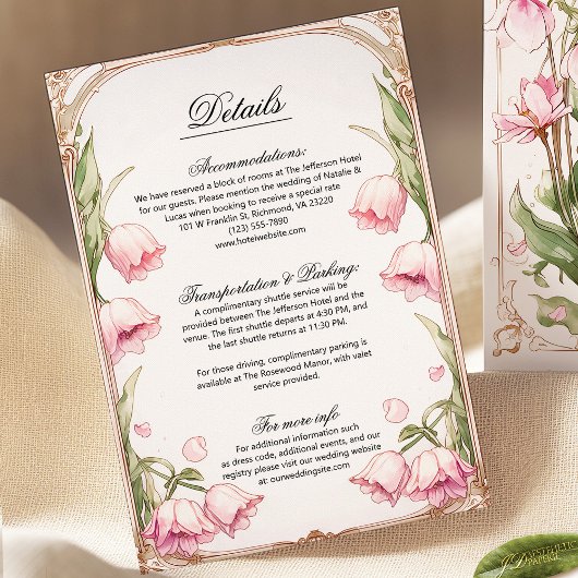 Carte de boîtier Mariage floral rose et or