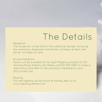 Carte de boîtier Mariage jaune paille rétro simple