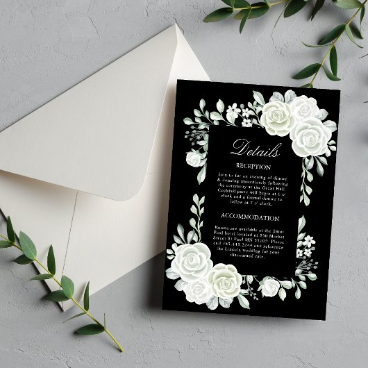 Carte de boîtier Mariage noir gothique blanc Roses
