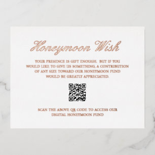 Carte de boîtier Mariage rose Gold Foil QR Code