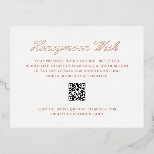 Carte de boîtier Mariage rose Gold Foil QR Code (Recto)