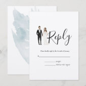 Carte de boîtier Mariage RSVP en couple illustrée (Devant / Derrière)