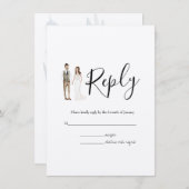 Carte de boîtier Mariage RSVP en couple illustrée (Devant / Derrière)