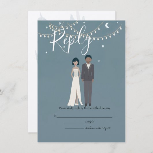 Carte de boîtier Mariage RSVP en deux exemplaires (Devant / Derrière)