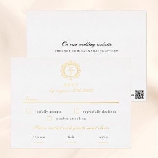 Carte de boîtier Mariage RSVP Monogramme doré