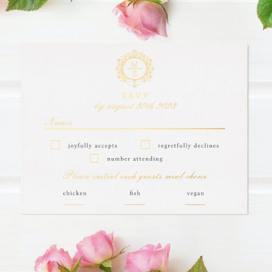 Carte de boîtier Mariage RSVP Monogramme doré