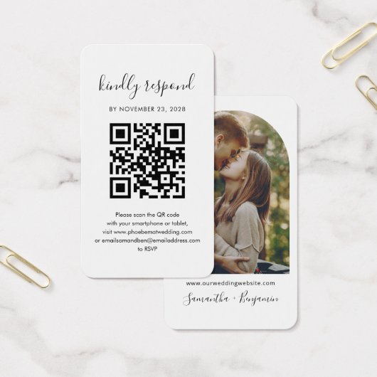 Carte de boîtier Mariage RSVP photo de code QR Cou (Bureau)