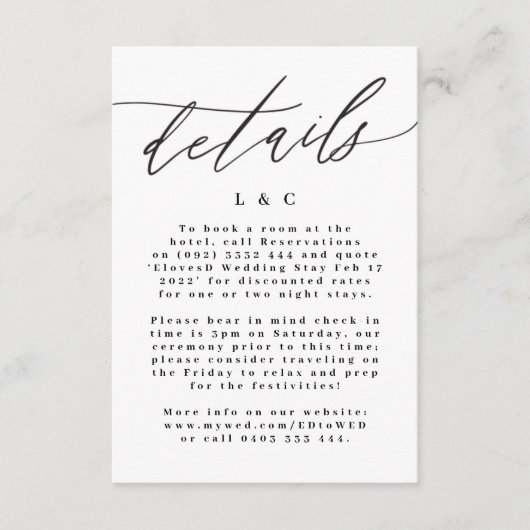 Carte de boîtier Mariage simple moderne noir et bl (Devant)