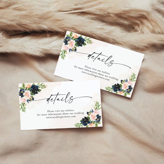 Carte de boîtier Marine & Blush Pink Détails Flora