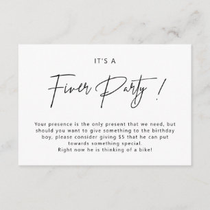Carte de boîtier minimaliste Fiver Party Invitatio