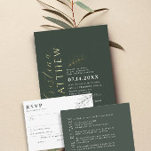 Carte de boîtier moderne Mariage vert foncé Détail