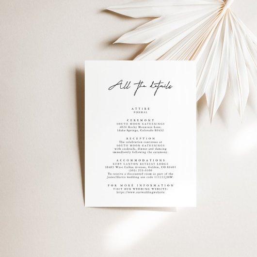 Carte de boîtier moderne simple Mariage Détails
