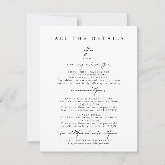 Carte de boîtier moderne simple Mariage Détails (Devant)