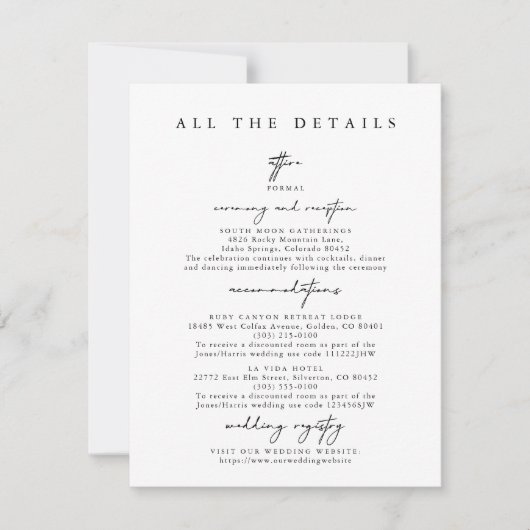 Carte de boîtier moderne simple Mariage Détails (Devant)