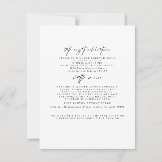Carte de boîtier moderne simple Mariage Détails (Dos)