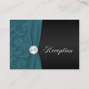 Carte de boîtier Monogramme Turquoise et noir Dama