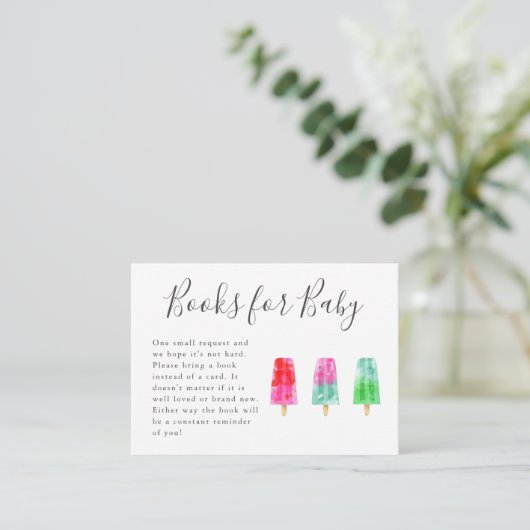 Carte de boîtier Popsicle Baby shower Book Request (Debout devant)