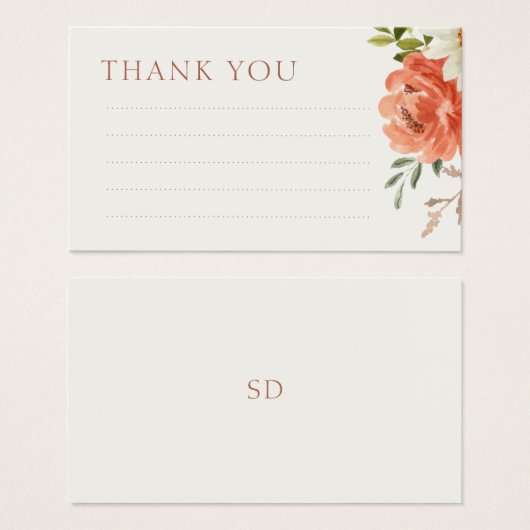 Carte de boîtier pour Mariage Floral Linal Merci (Devant & derrière)