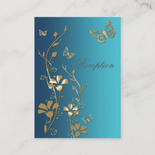 Carte de boîtier pour papillons floraux turquoises