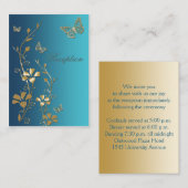 Carte de boîtier pour papillons floraux turquoises (Devant / Derrière)