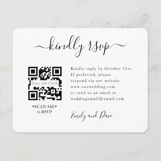 Carte de boîtier QR CODE Mariage RSVP (Devant)
