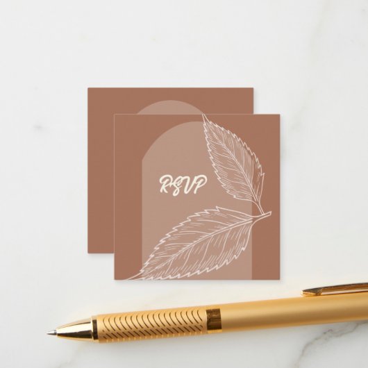 Carte de boîtier QR Mariage Mocha feuille (Devant/Arrière en situation)