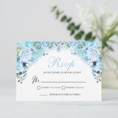 Carte de boîtier RSVP bleu ciel Floral (Debout devant)