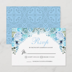 Carte de boîtier RSVP bleu ciel Floral