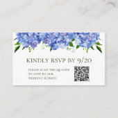 Carte de boîtier RSVP Blue Hydrangeas QR Code (Devant)