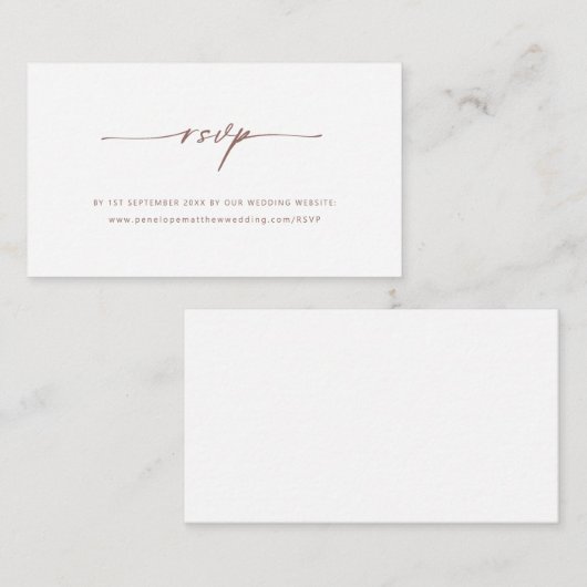 Carte de boîtier RSVP Brown Script Website (Devant / Derrière)