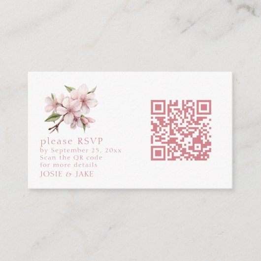 Carte de boîtier rsvp Cerise Blossom rose QR Code (Devant)