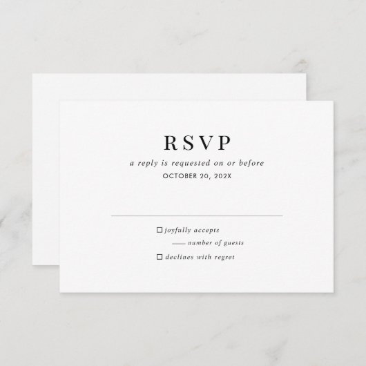 Carte de boîtier RSVP classique noir moderne (Devant / Derrière)