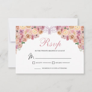Carte de boîtier RSVP couleur rose pâle