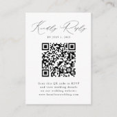 Carte de boîtier RSVP de code QR de script noir mo (Devant)