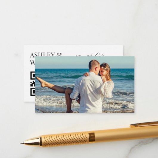 Carte de boîtier RSVP de code QR photo personnalis (Devant/Arrière en situation)