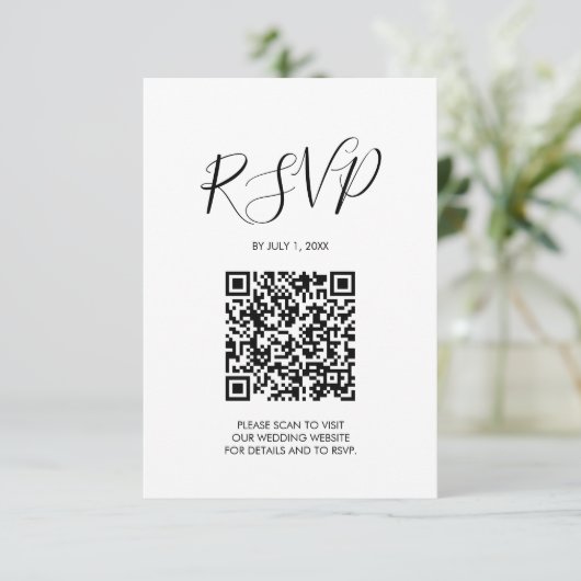 Carte de boîtier RSVP de mariage de code QR (Debout devant)