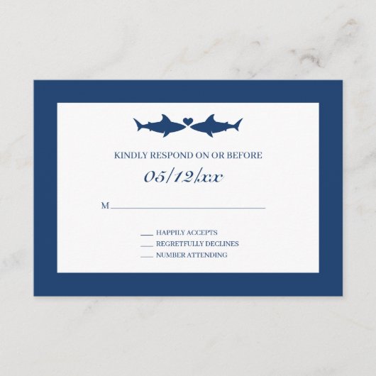 Carte de boîtier RSVP de mariage de requins (Devant)
