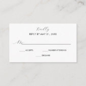 Carte de boîtier RSVP de mariage de script moderne (Dos)