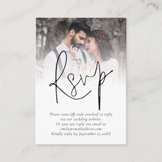 Carte de boîtier RSVP de mariage photo de code QR  (Devant)