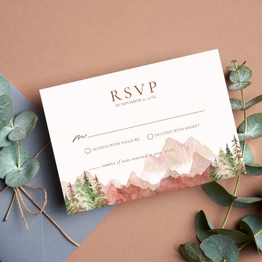 Carte de boîtier RSVP de Terracotta Mariage Mounta